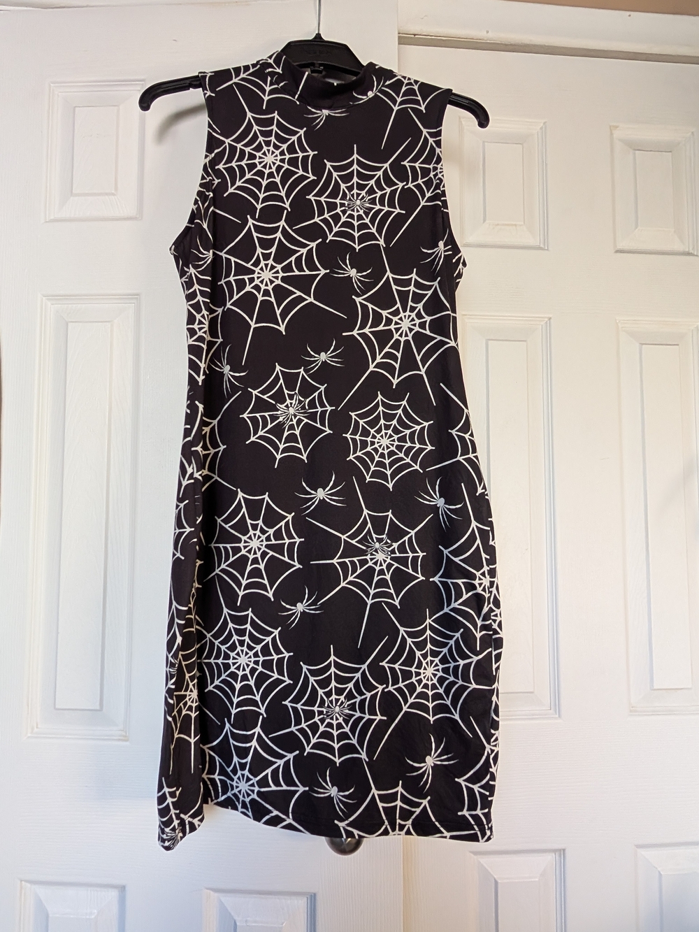 SHEIN Black Dress with White Spiderweb Print